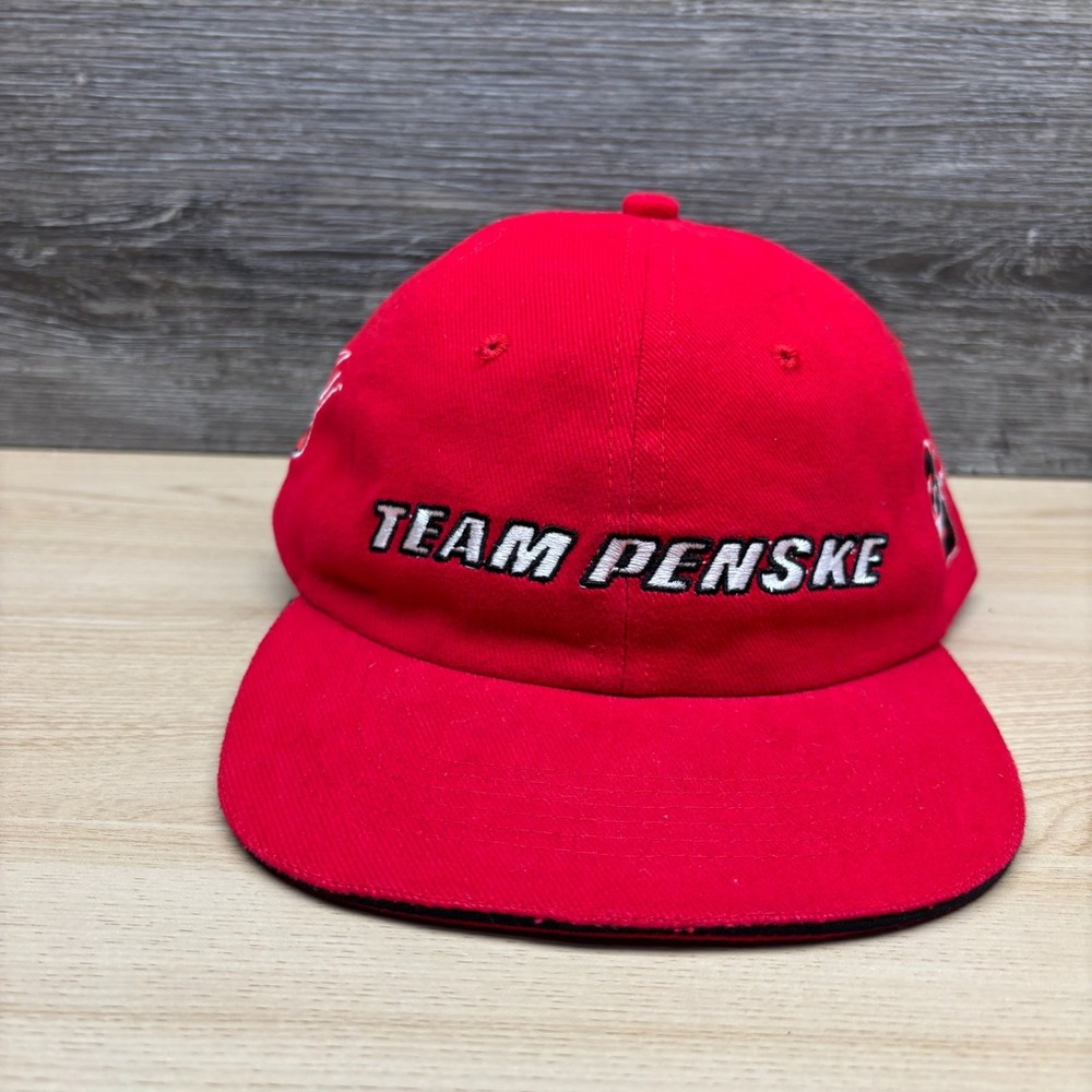 Vintage Team Penske Hat Cap Strap Back Red NASCAR Racing Brad Keselowski